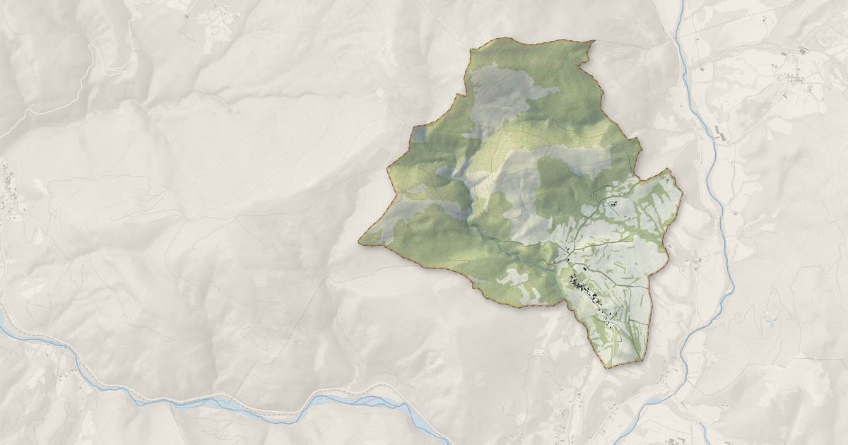 Portrait cartographique de Saint-Jacques : relief, eau, forêts, bâti et voies, calculés à partir des données de l'IGN