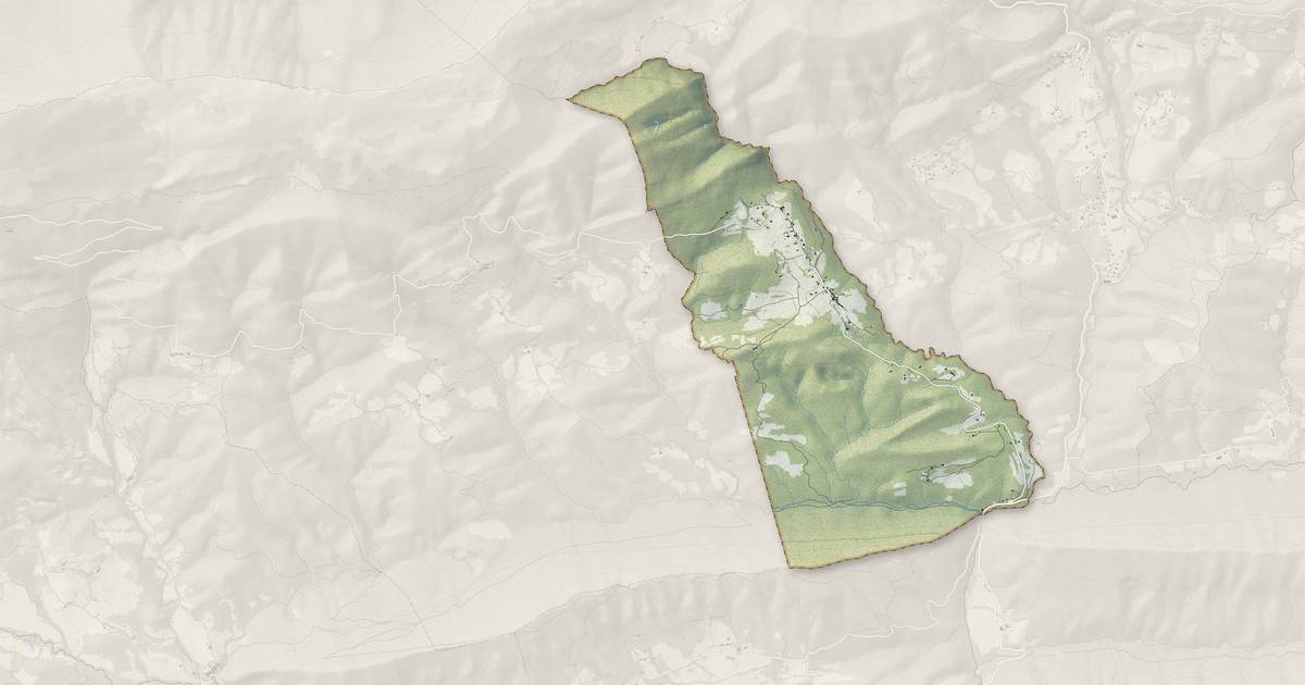 Portrait cartographique de Saint-Pierre : relief, eau, forêts, bâti et voies, calculés à partir des données de l'IGN