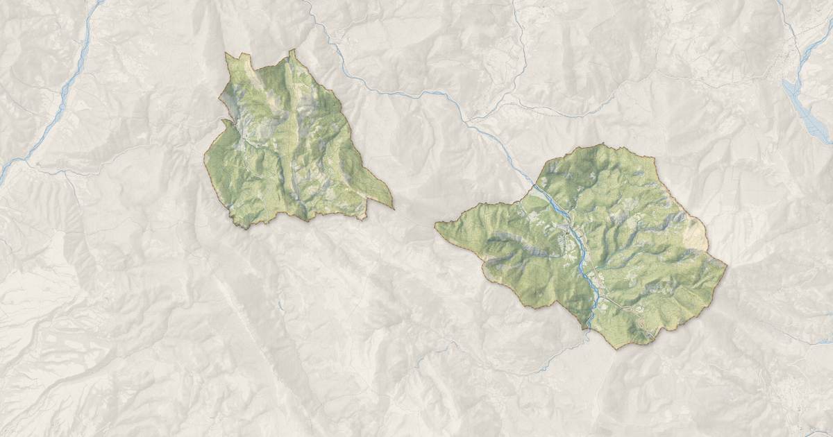 Portrait cartographique de Senez : relief, eau, forêts, bâti et voies, calculés à partir des données de l'IGN