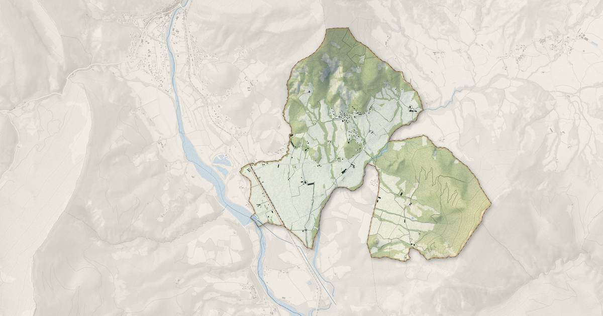 Portrait cartographique de Le Bersac : relief, eau, forêts, bâti et voies, calculés à partir des données de l'IGN