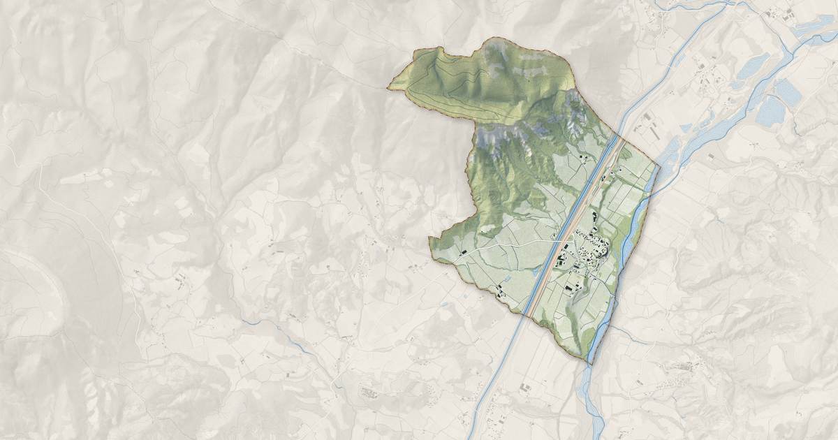 Portrait cartographique de Monêtier-Allemont : relief, eau, forêts, bâti et voies, calculés à partir des données de l'IGN