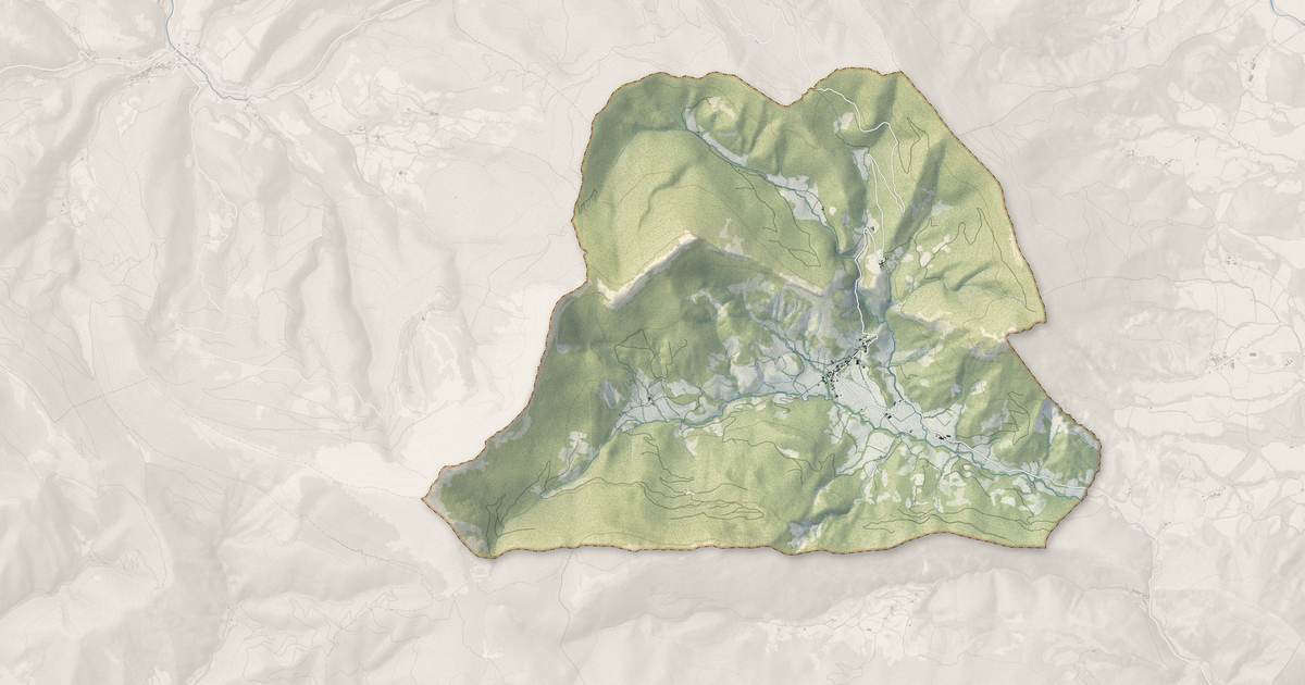 Portrait cartographique de La Piarre : relief, eau, forêts, bâti et voies, calculés à partir des données de l'IGN