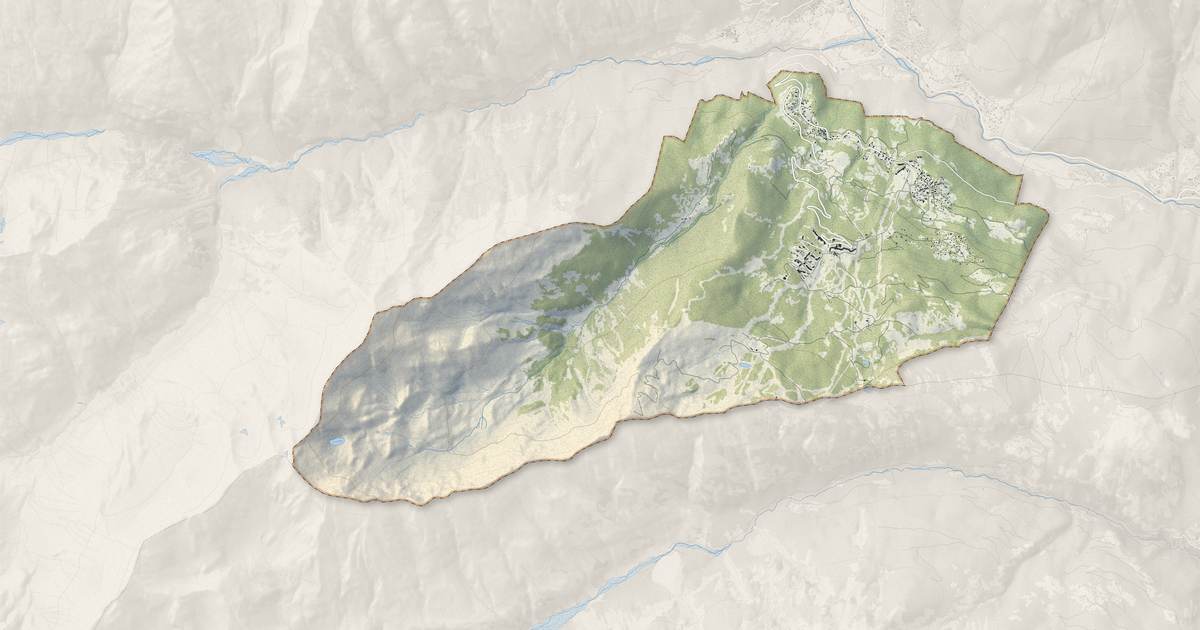Portrait cartographique de Puy-Saint-Vincent : relief, eau, forêts, bâti et voies, calculés à partir des données de l'IGN
