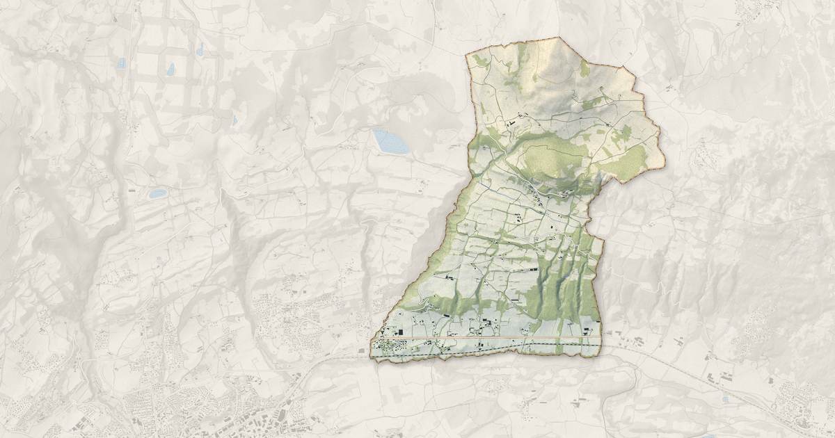 Portrait cartographique de La Rochette : relief, eau, forêts, bâti et voies, calculés à partir des données de l'IGN