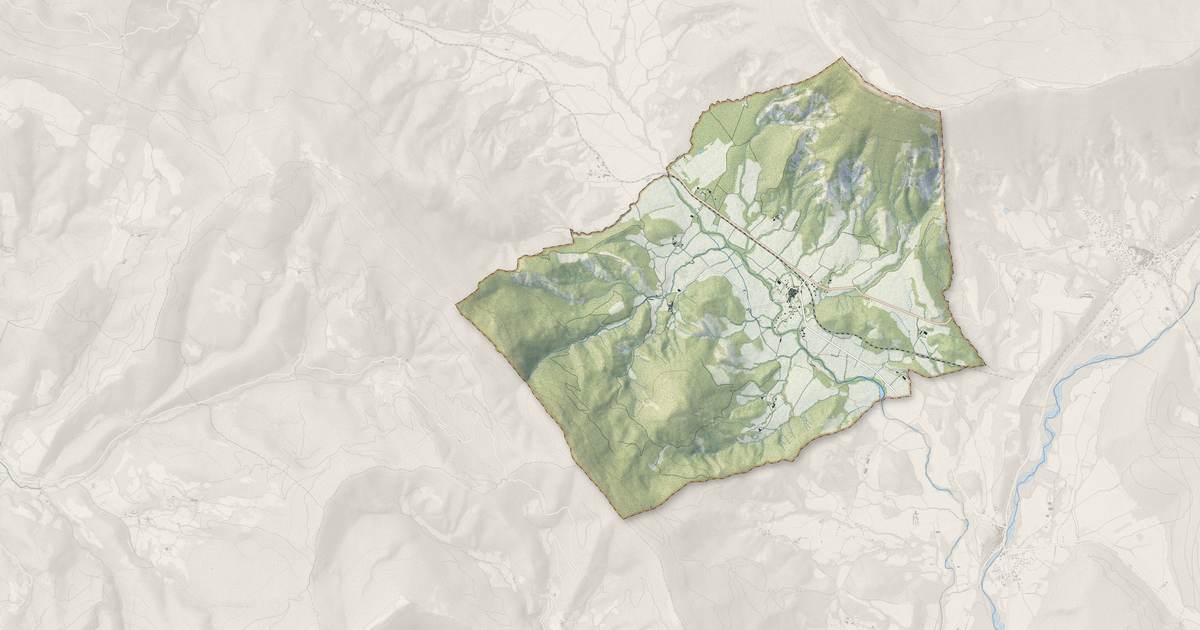 Portrait cartographique de Saint-Pierre-d'Argençon : relief, eau, forêts, bâti et voies, calculés à partir des données de l'IGN