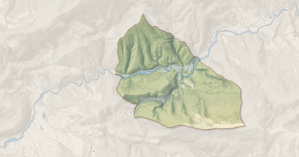Portrait cartographique de Salérans : relief, eau, forêts, bâti et voies, calculés à partir des données de l'IGN