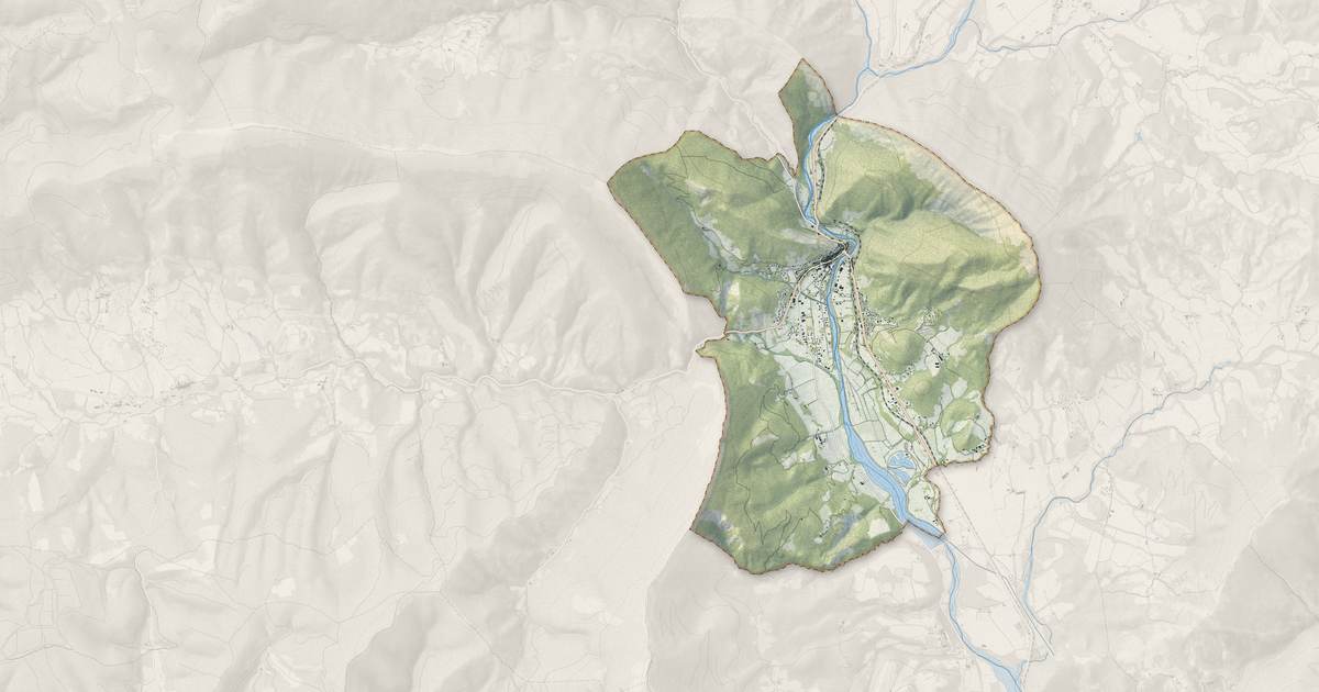 Portrait cartographique de Serres : relief, eau, forêts, bâti et voies, calculés à partir des données de l'IGN