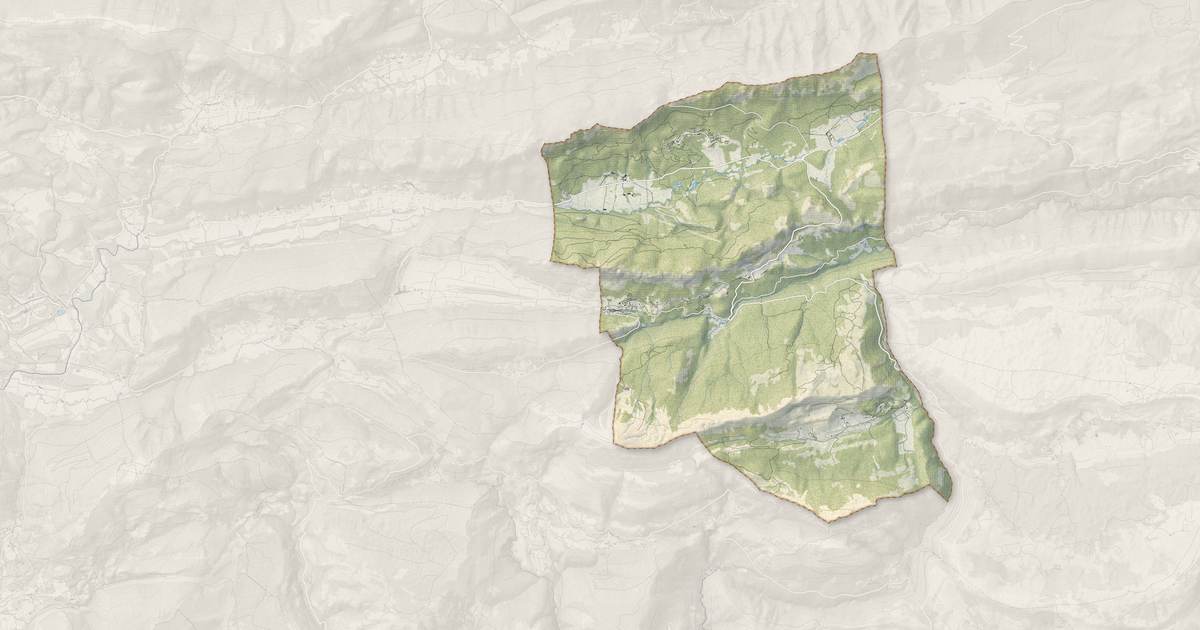 Portrait cartographique de Andon : relief, eau, forêts, bâti et voies, calculés à partir des données de l'IGN