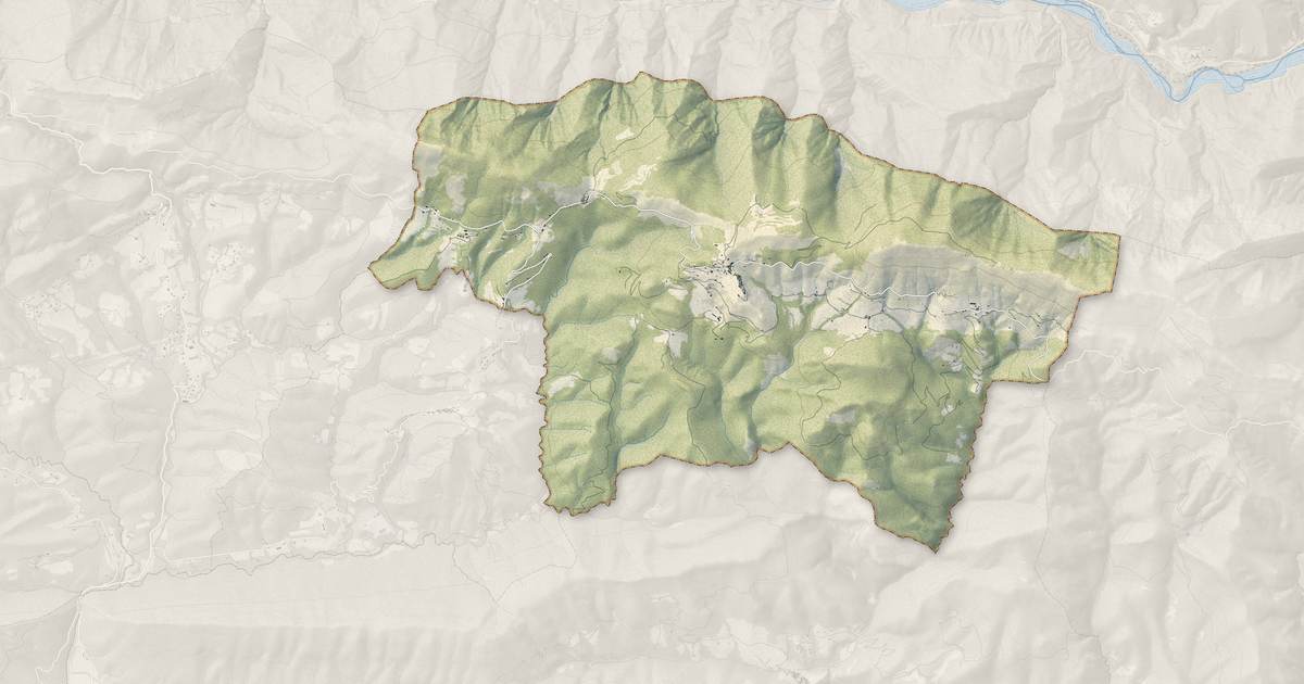 Portrait cartographique de Ascros : relief, eau, forêts, bâti et voies, calculés à partir des données de l'IGN