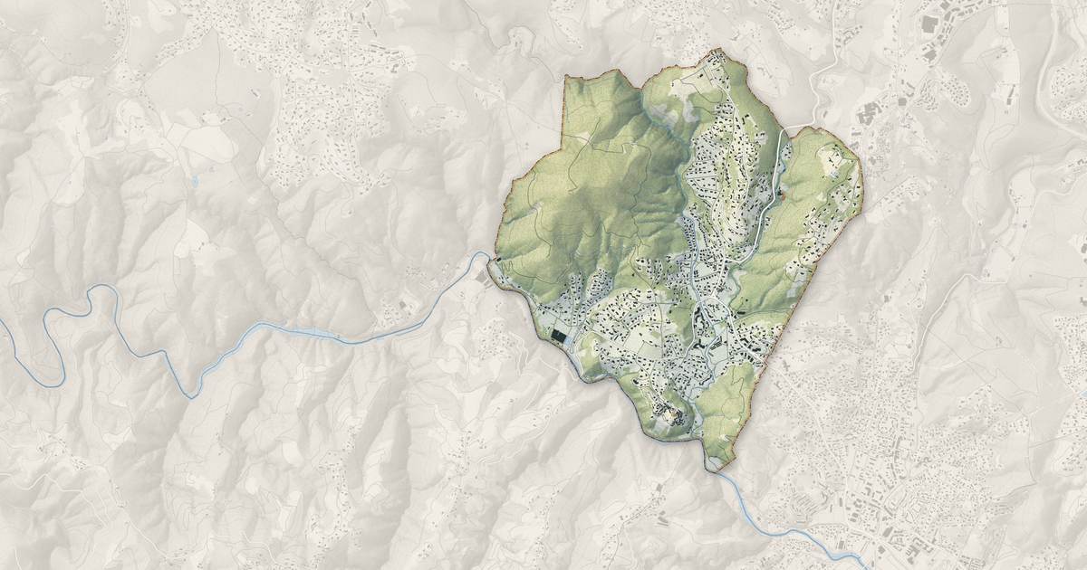 Portrait cartographique de Auribeau-sur-Siagne : relief, eau, forêts, bâti et voies, calculés à partir des données de l'IGN
