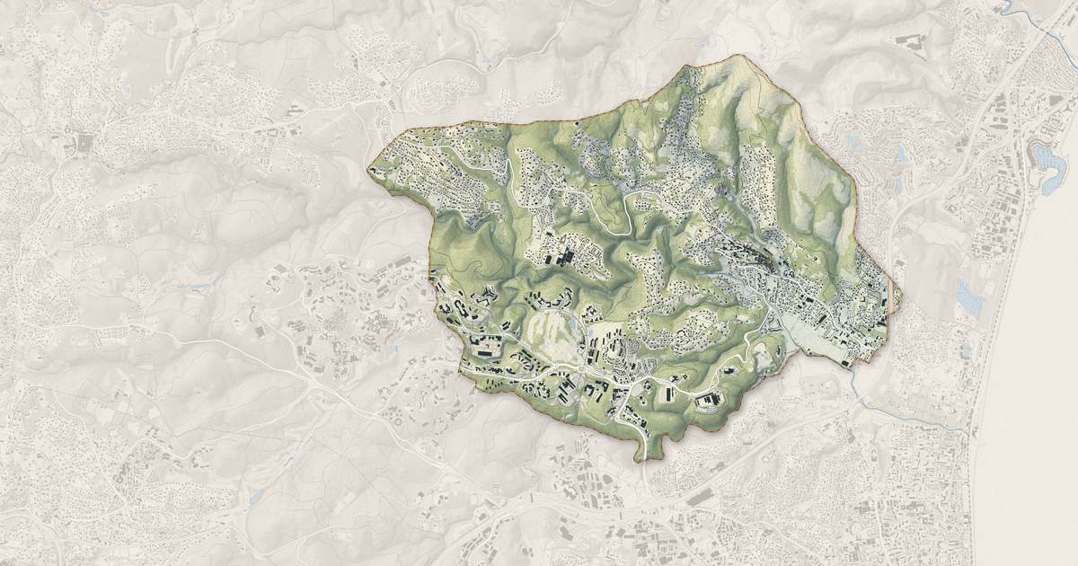 Portrait cartographique de Biot : relief, eau, forêts, bâti et voies, calculés à partir des données de l'IGN
