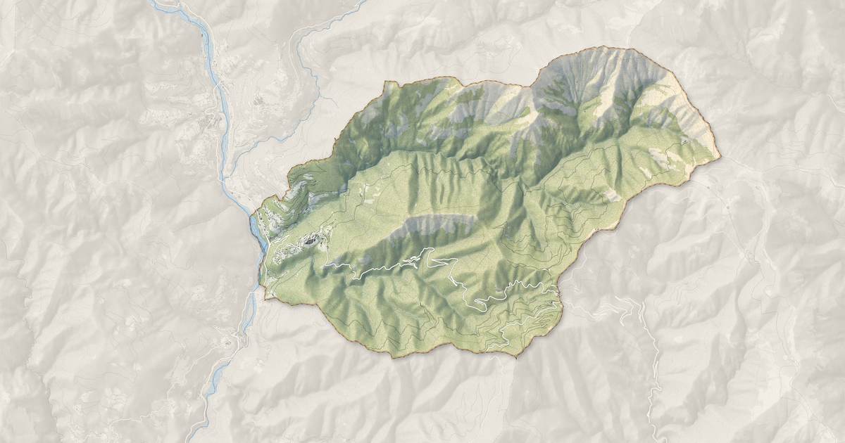 Portrait cartographique de La Bollène-Vésubie : relief, eau, forêts, bâti et voies, calculés à partir des données de l'IGN