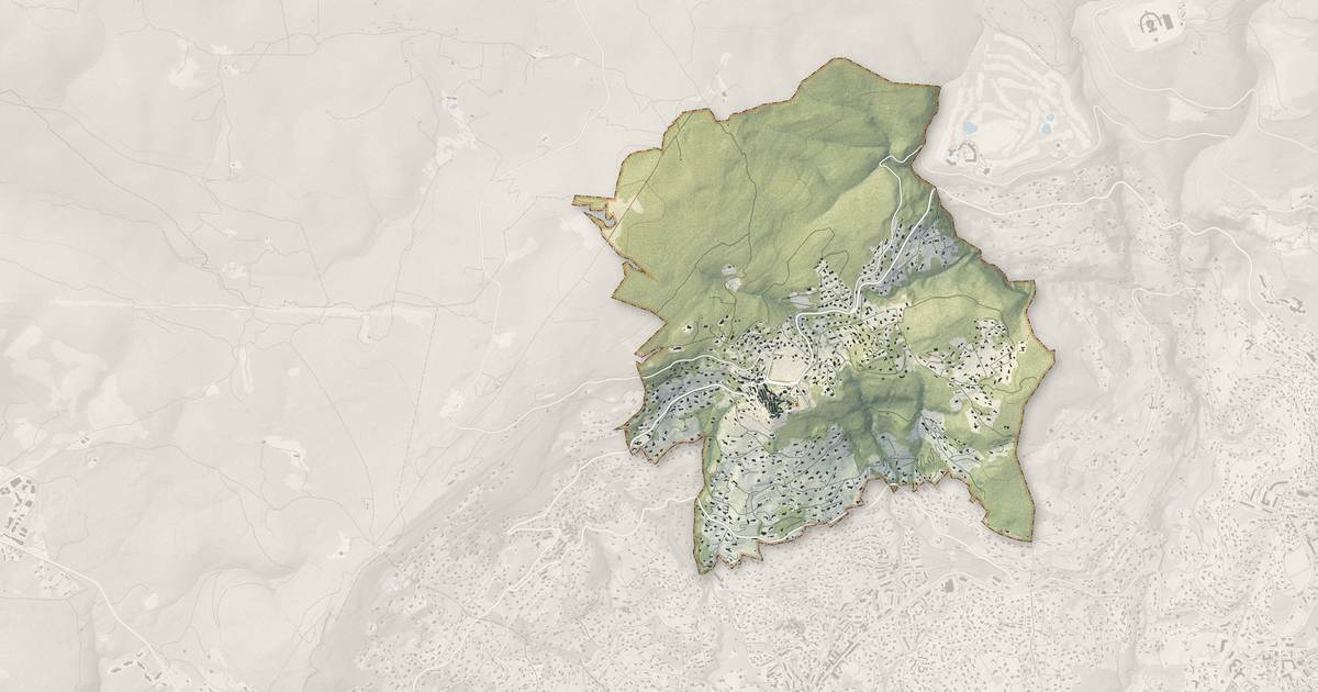 Portrait cartographique de Cabris : relief, eau, forêts, bâti et voies, calculés à partir des données de l'IGN