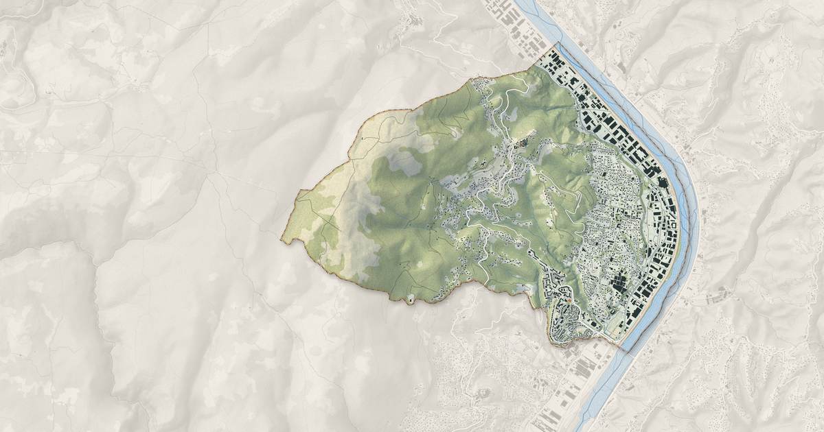 Portrait cartographique de Carros : relief, eau, forêts, bâti et voies, calculés à partir des données de l'IGN