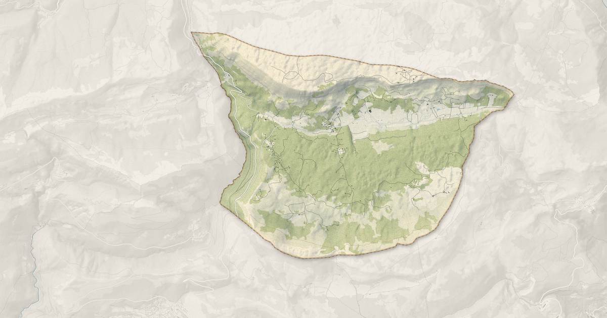 Portrait cartographique de Caussols : relief, eau, forêts, bâti et voies, calculés à partir des données de l'IGN
