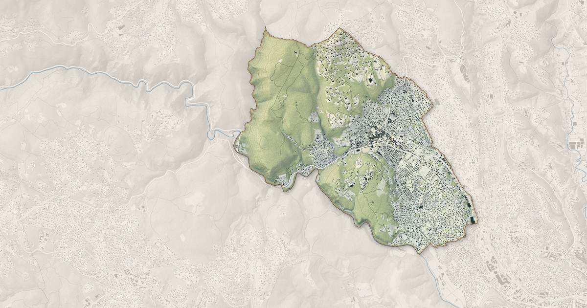 Portrait cartographique de La Colle-sur-Loup : relief, eau, forêts, bâti et voies, calculés à partir des données de l'IGN