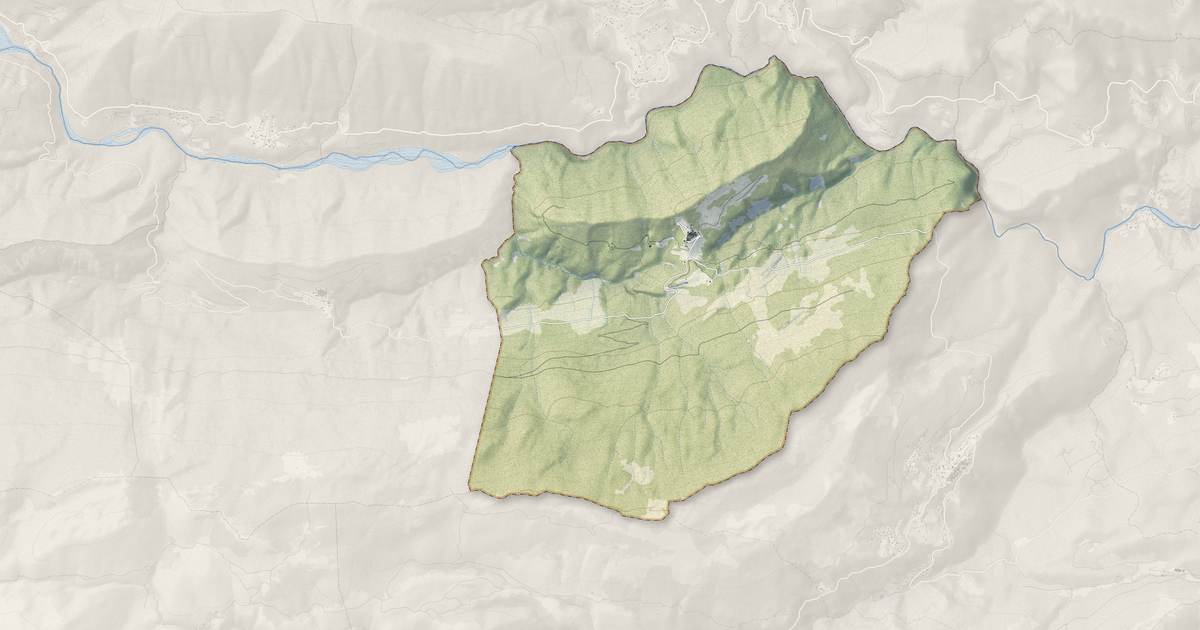 Portrait cartographique de Les Ferres : relief, eau, forêts, bâti et voies, calculés à partir des données de l'IGN