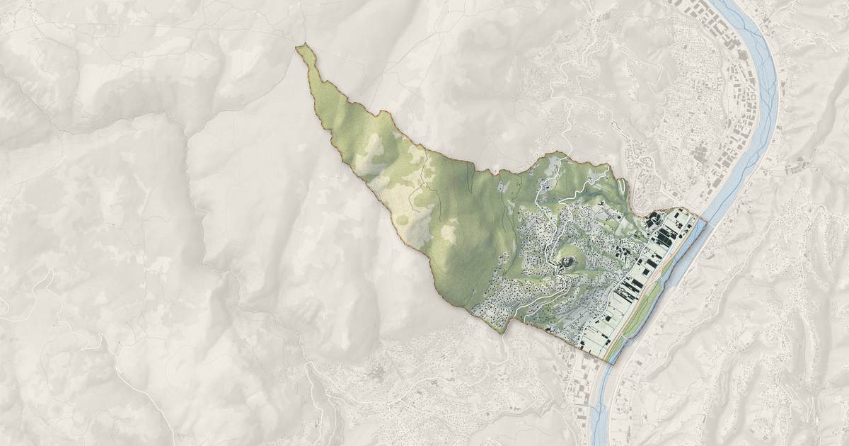 Portrait cartographique de Gattières : relief, eau, forêts, bâti et voies, calculés à partir des données de l'IGN