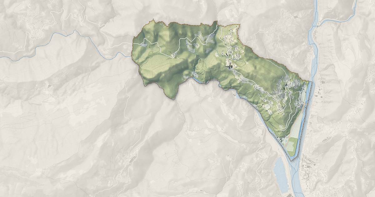 Portrait cartographique de Gilette : relief, eau, forêts, bâti et voies, calculés à partir des données de l'IGN