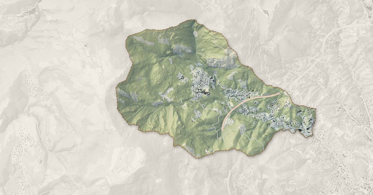 Portrait cartographique de Gorbio : relief, eau, forêts, bâti et voies, calculés à partir des données de l'IGN