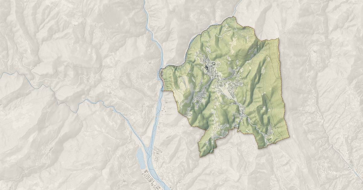 Portrait cartographique de Levens : relief, eau, forêts, bâti et voies, calculés à partir des données de l'IGN