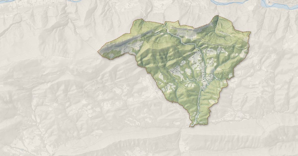 Portrait cartographique de La Penne : relief, eau, forêts, bâti et voies, calculés à partir des données de l'IGN