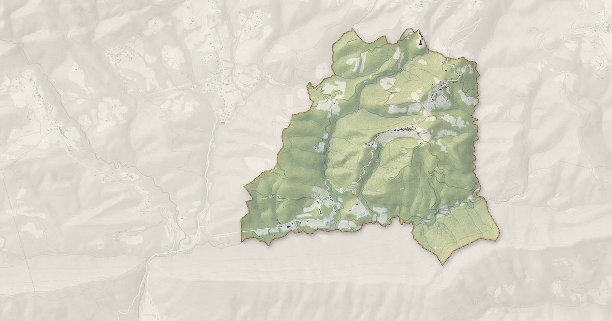 Portrait cartographique de Saint-Antonin : relief, eau, forêts, bâti et voies, calculés à partir des données de l'IGN