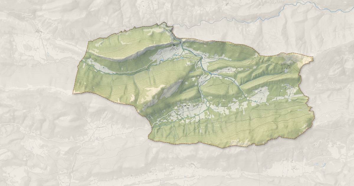 Portrait cartographique de Saint-Auban : relief, eau, forêts, bâti et voies, calculés à partir des données de l'IGN