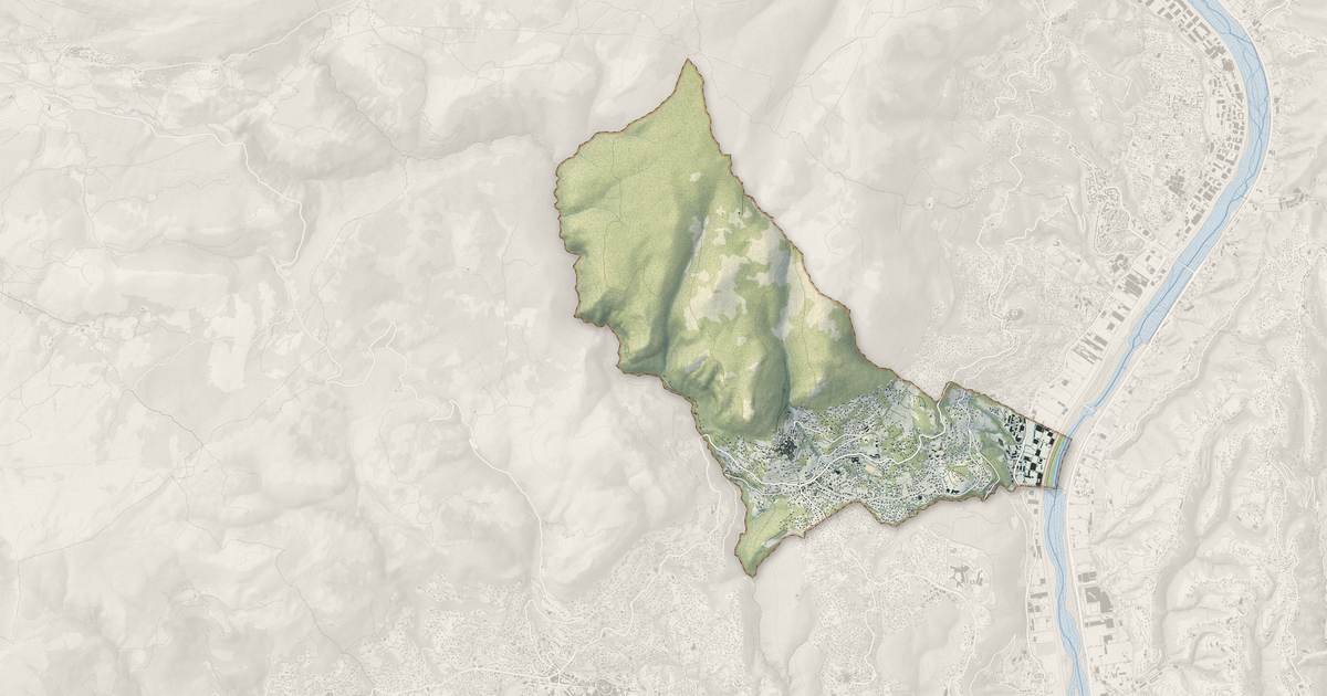 Portrait cartographique de Saint-Jeannet : relief, eau, forêts, bâti et voies, calculés à partir des données de l'IGN