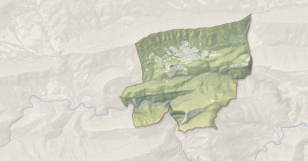 Portrait cartographique de Sallagriffon : relief, eau, forêts, bâti et voies, calculés à partir des données de l'IGN