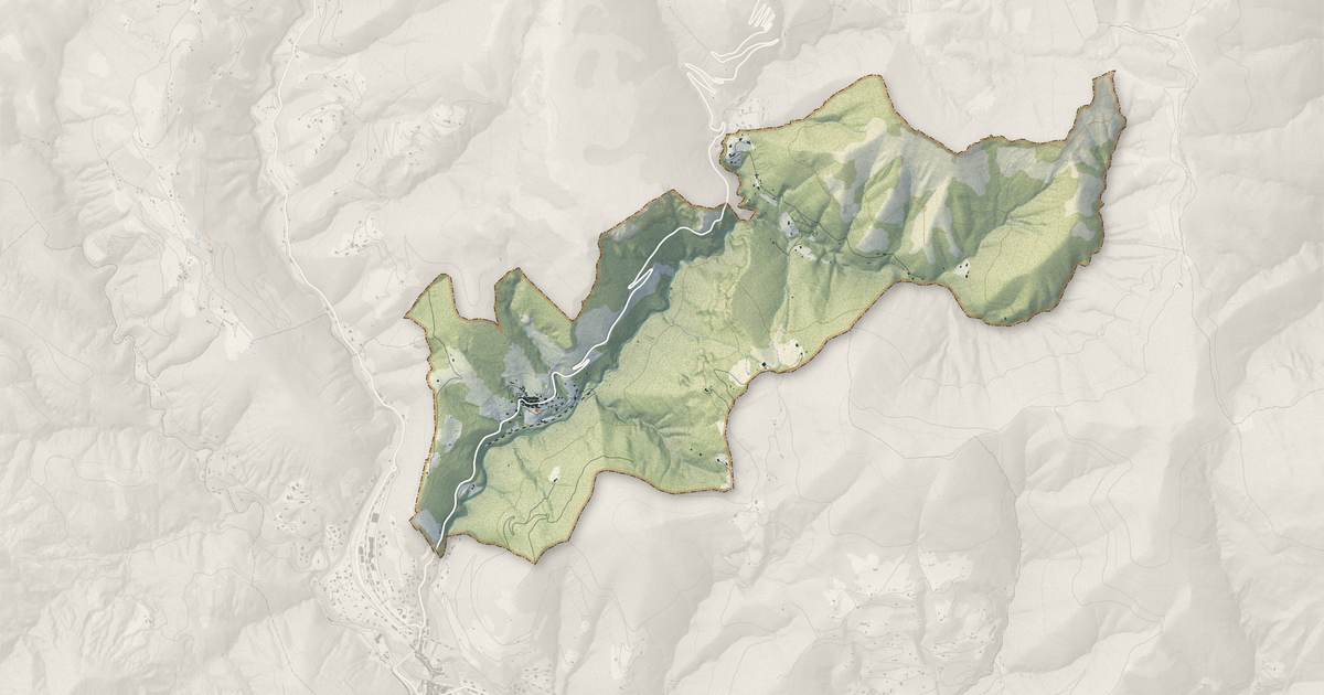 Portrait cartographique de Touët-de-l'Escarène : relief, eau, forêts, bâti et voies, calculés à partir des données de l'IGN