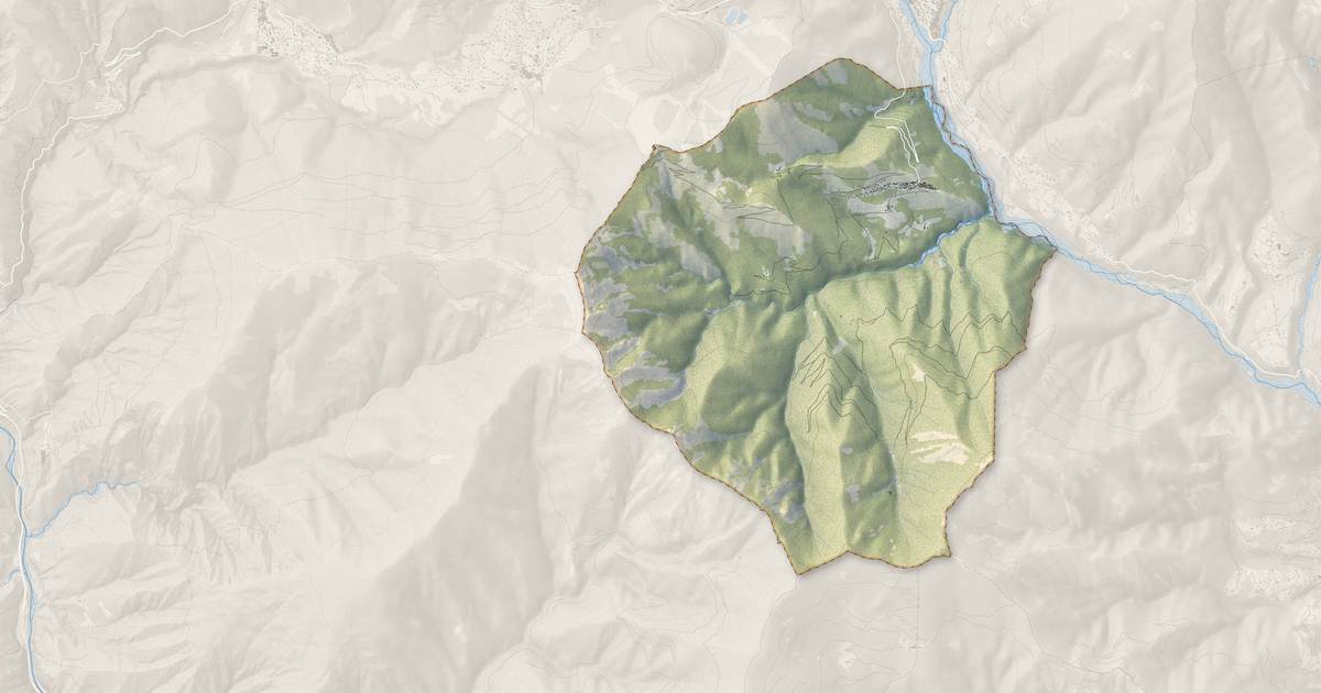 Portrait cartographique de Venanson : relief, eau, forêts, bâti et voies, calculés à partir des données de l'IGN