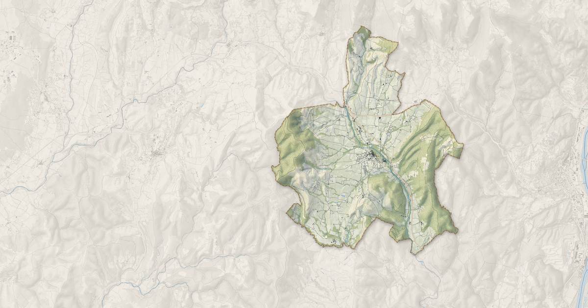 Portrait cartographique de Alba-la-Romaine : relief, eau, forêts, bâti et voies, calculés à partir des données de l'IGN