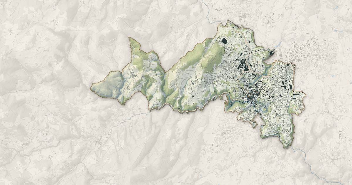 Portrait cartographique de Annonay : relief, eau, forêts, bâti et voies, calculés à partir des données de l'IGN