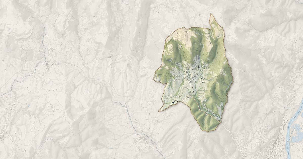 Portrait cartographique de Aubignas : relief, eau, forêts, bâti et voies, calculés à partir des données de l'IGN
