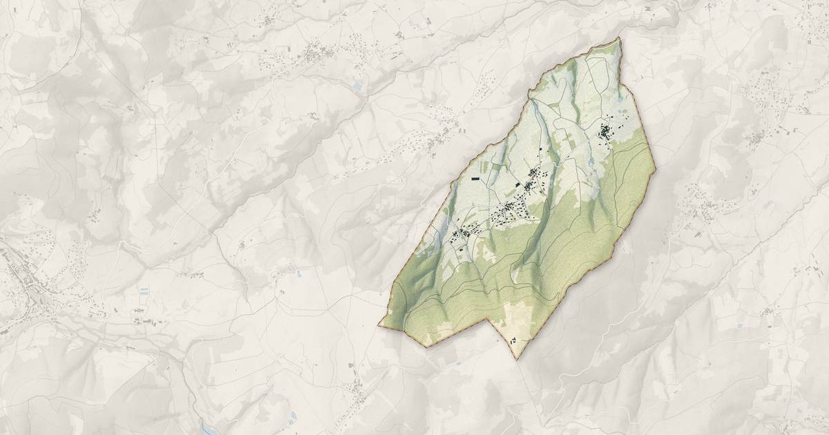 Portrait cartographique de Brossainc : relief, eau, forêts, bâti et voies, calculés à partir des données de l'IGN