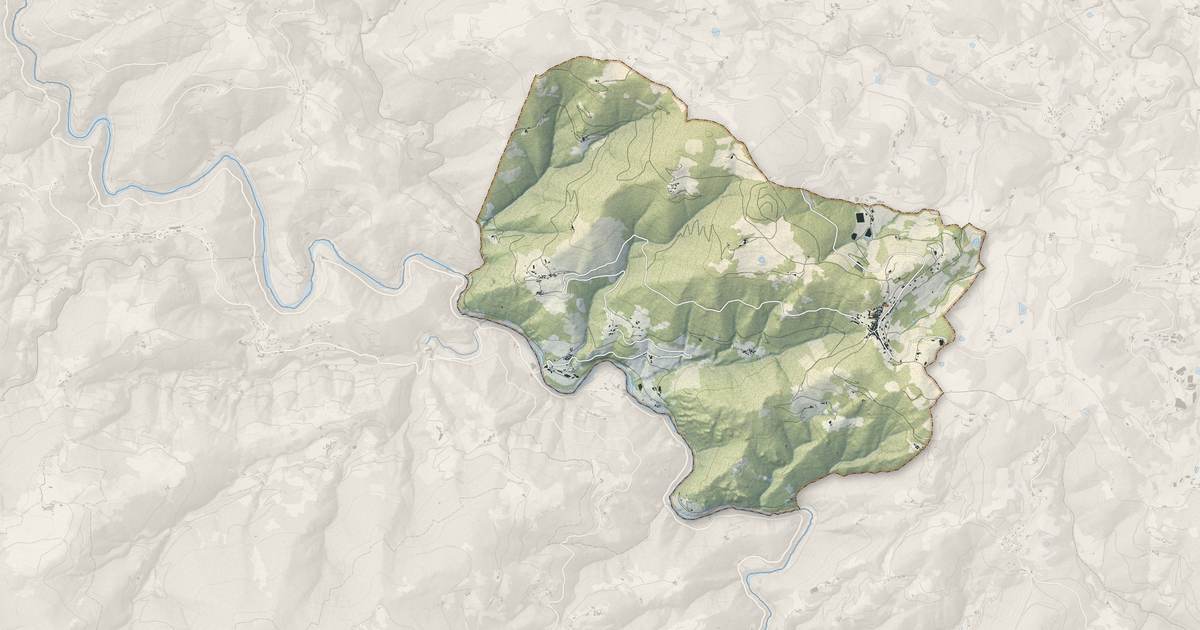 Portrait cartographique de Chalencon : relief, eau, forêts, bâti et voies, calculés à partir des données de l'IGN