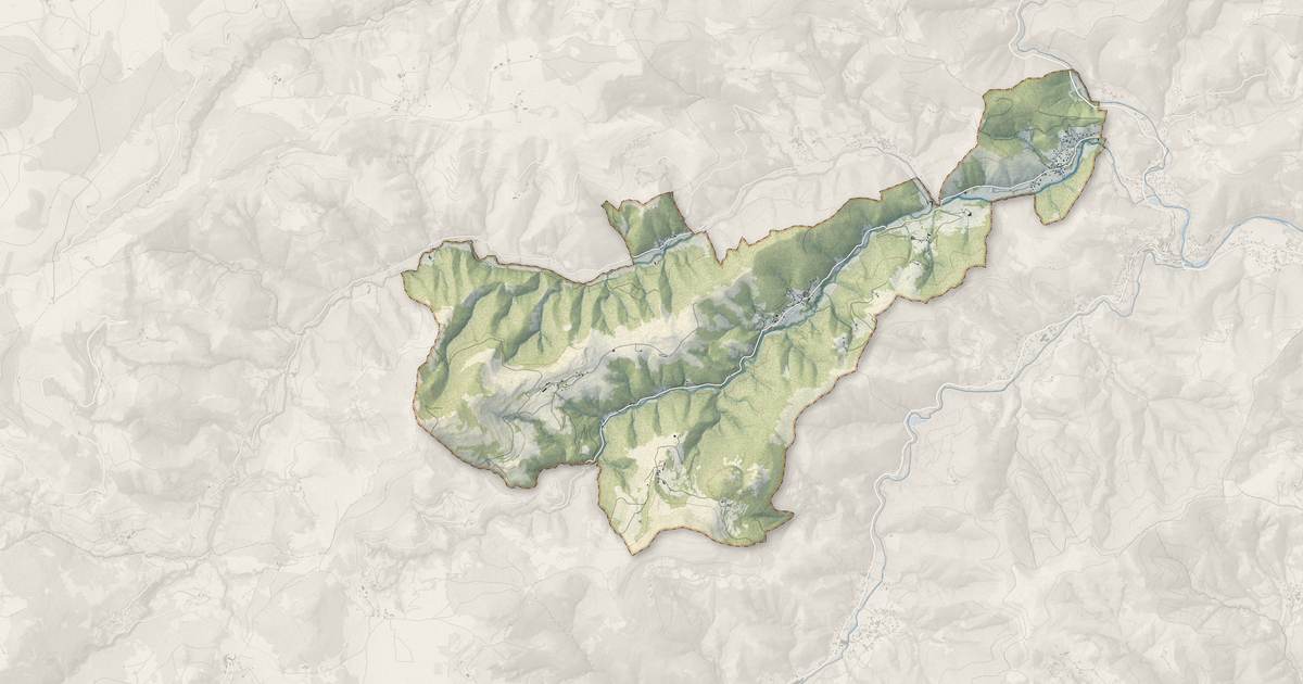 Portrait cartographique de Chanéac : relief, eau, forêts, bâti et voies, calculés à partir des données de l'IGN