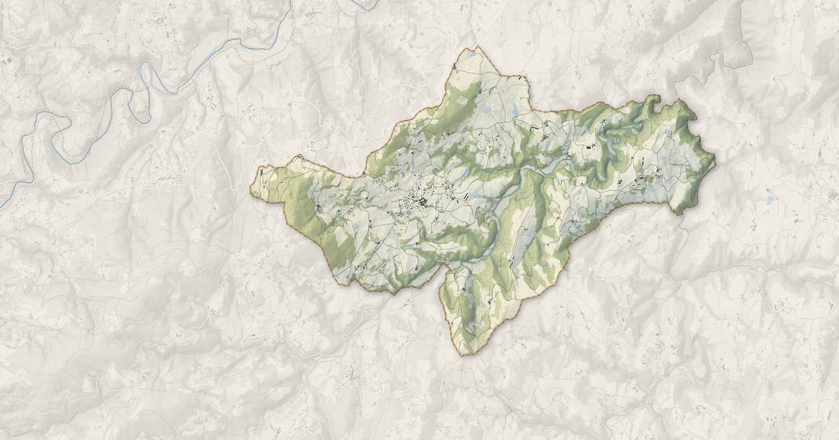 Portrait cartographique de Colombier-le-Jeune : relief, eau, forêts, bâti et voies, calculés à partir des données de l'IGN