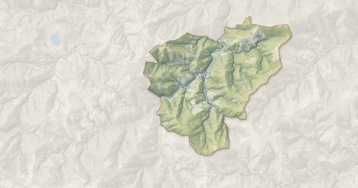 Portrait cartographique de Dornas : relief, eau, forêts, bâti et voies, calculés à partir des données de l'IGN