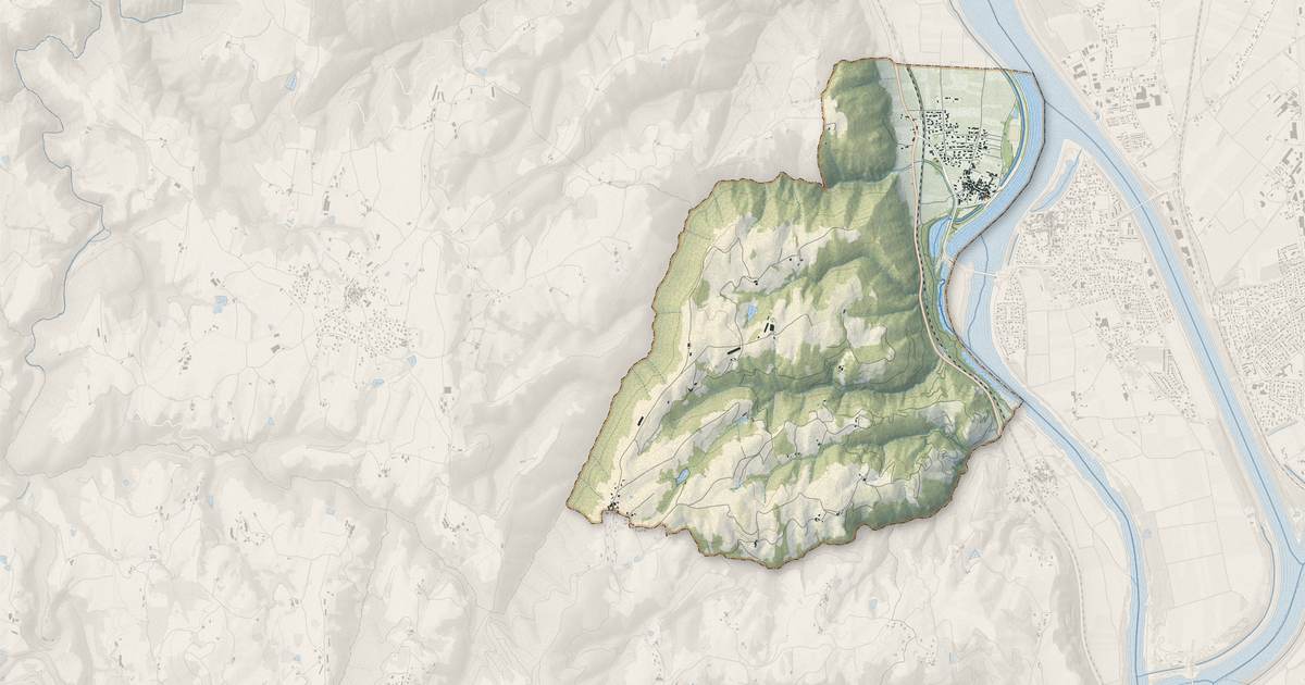 Portrait cartographique de Glun : relief, eau, forêts, bâti et voies, calculés à partir des données de l'IGN