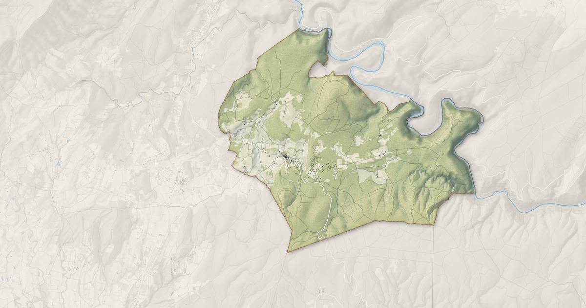 Portrait cartographique de Labastide-de-Virac : relief, eau, forêts, bâti et voies, calculés à partir des données de l'IGN