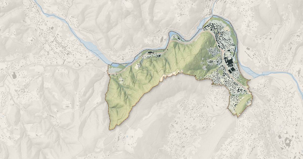 Portrait cartographique de Labégude : relief, eau, forêts, bâti et voies, calculés à partir des données de l'IGN