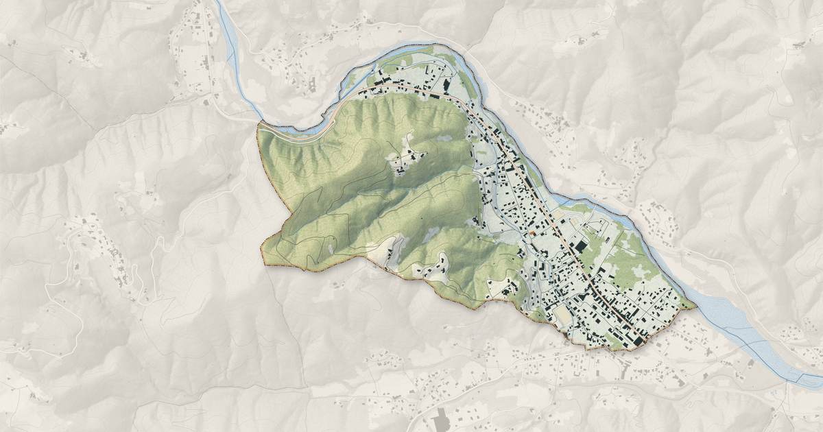 Portrait cartographique de Lalevade-d'Ardèche : relief, eau, forêts, bâti et voies, calculés à partir des données de l'IGN