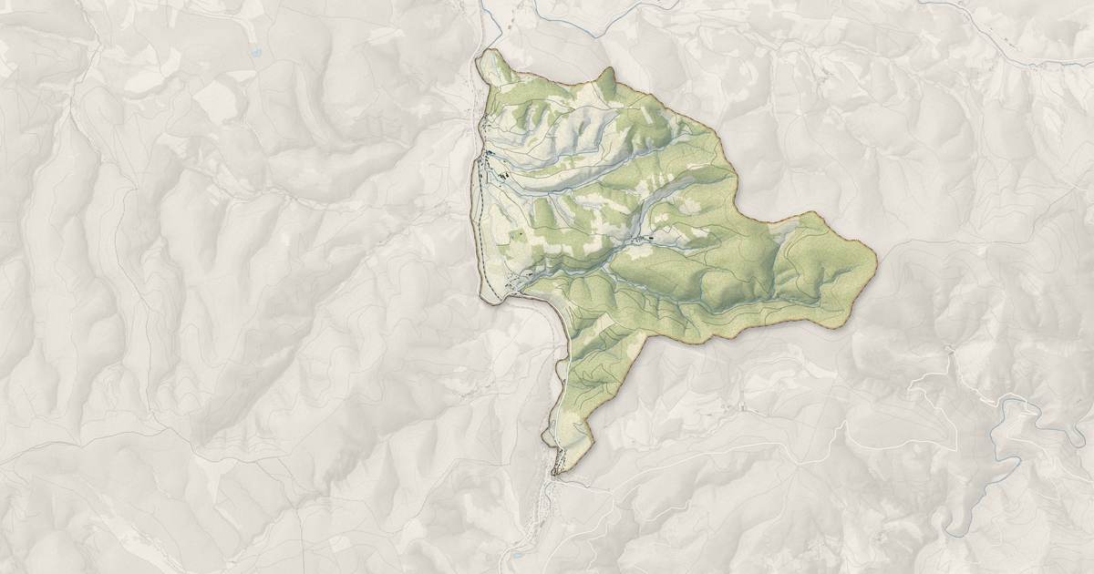 Portrait cartographique de Laveyrune : relief, eau, forêts, bâti et voies, calculés à partir des données de l'IGN