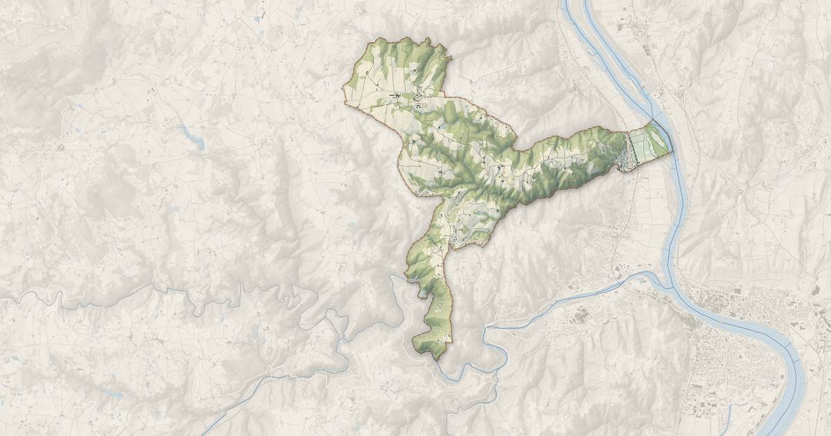 Portrait cartographique de Lemps : relief, eau, forêts, bâti et voies, calculés à partir des données de l'IGN