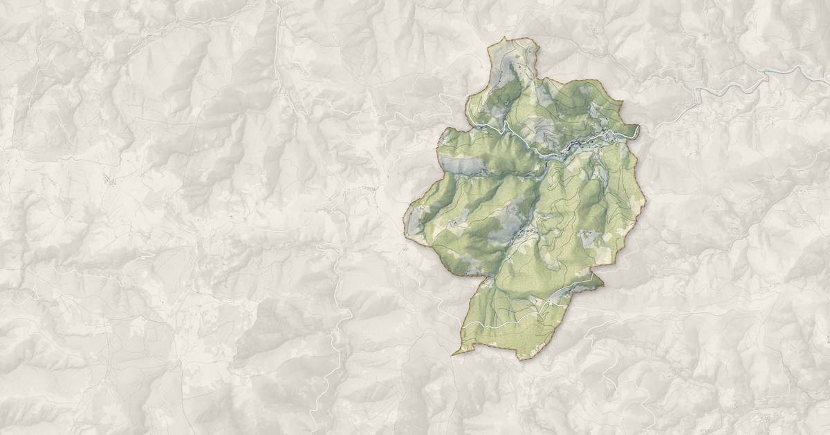 Portrait cartographique de Marcols-les-Eaux : relief, eau, forêts, bâti et voies, calculés à partir des données de l'IGN
