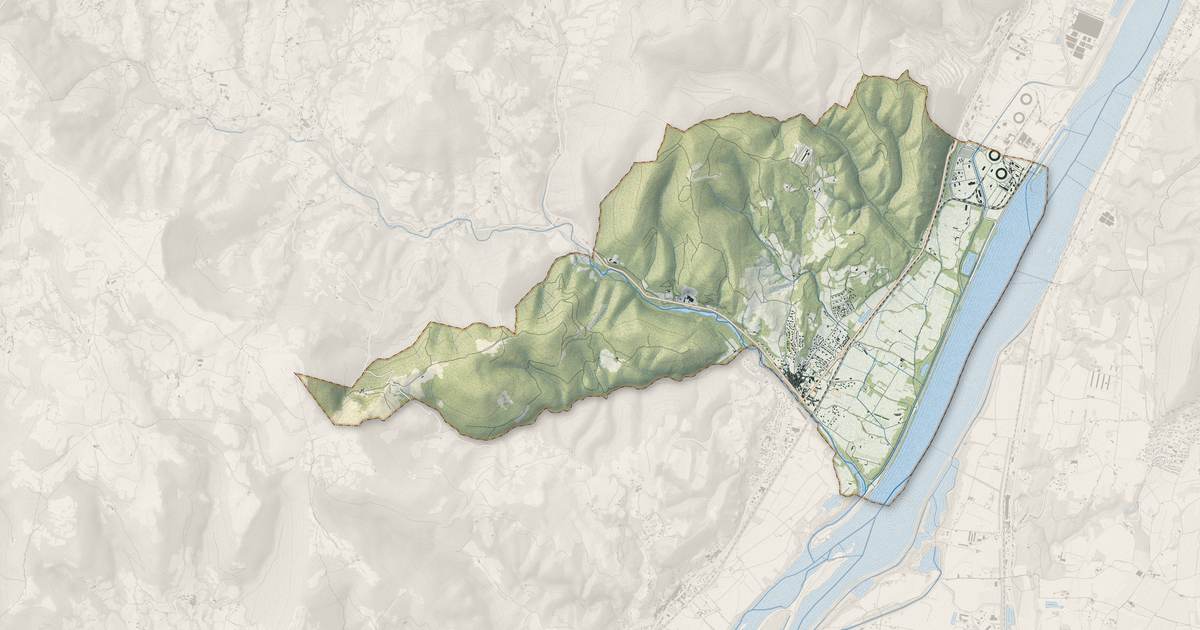 Portrait cartographique de Meysse : relief, eau, forêts, bâti et voies, calculés à partir des données de l'IGN