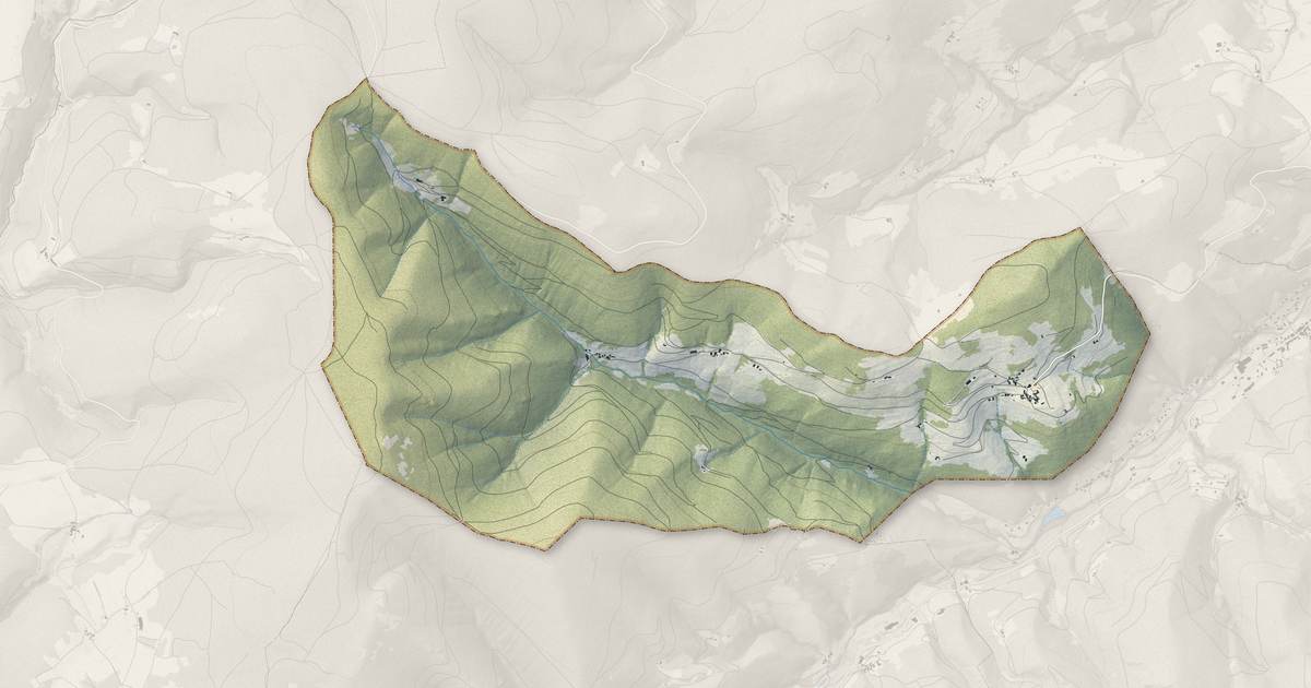 Portrait cartographique de Monestier : relief, eau, forêts, bâti et voies, calculés à partir des données de l'IGN