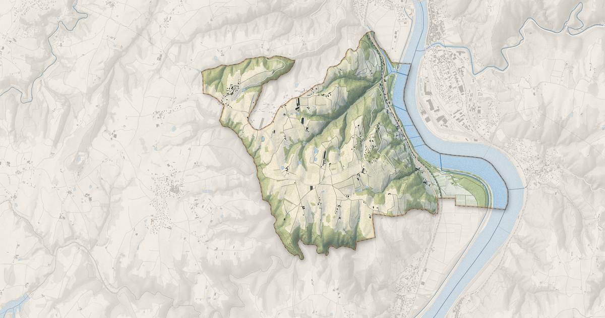 Portrait cartographique de Ozon : relief, eau, forêts, bâti et voies, calculés à partir des données de l'IGN
